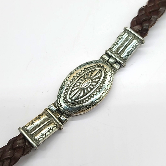 Brighton Vintage 1994 "Braided Conch" Brown Braid Leather w Sunrise Etched Face! - Picture 6 of 14